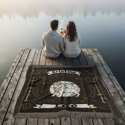 Leo Zodiac Personalized Woven Blanket