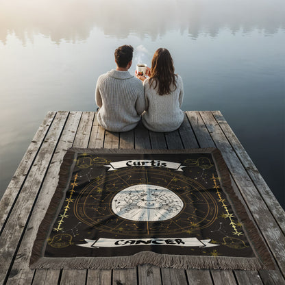 Cancer Zodiac Constellation Woven Blanket