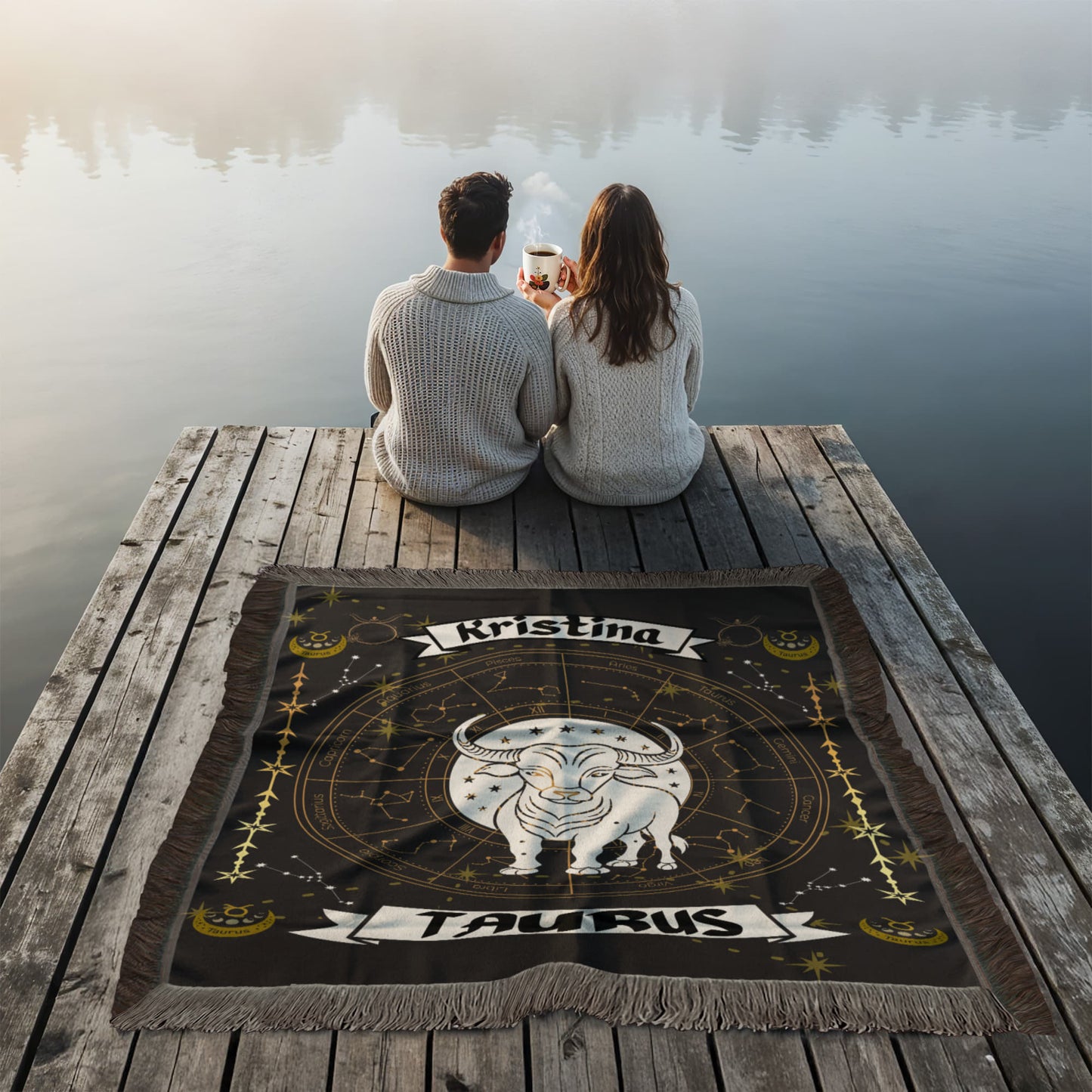 Taurus Zodiac Constellation Woven Blanket