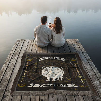 Taurus Zodiac Constellation Woven Blanket