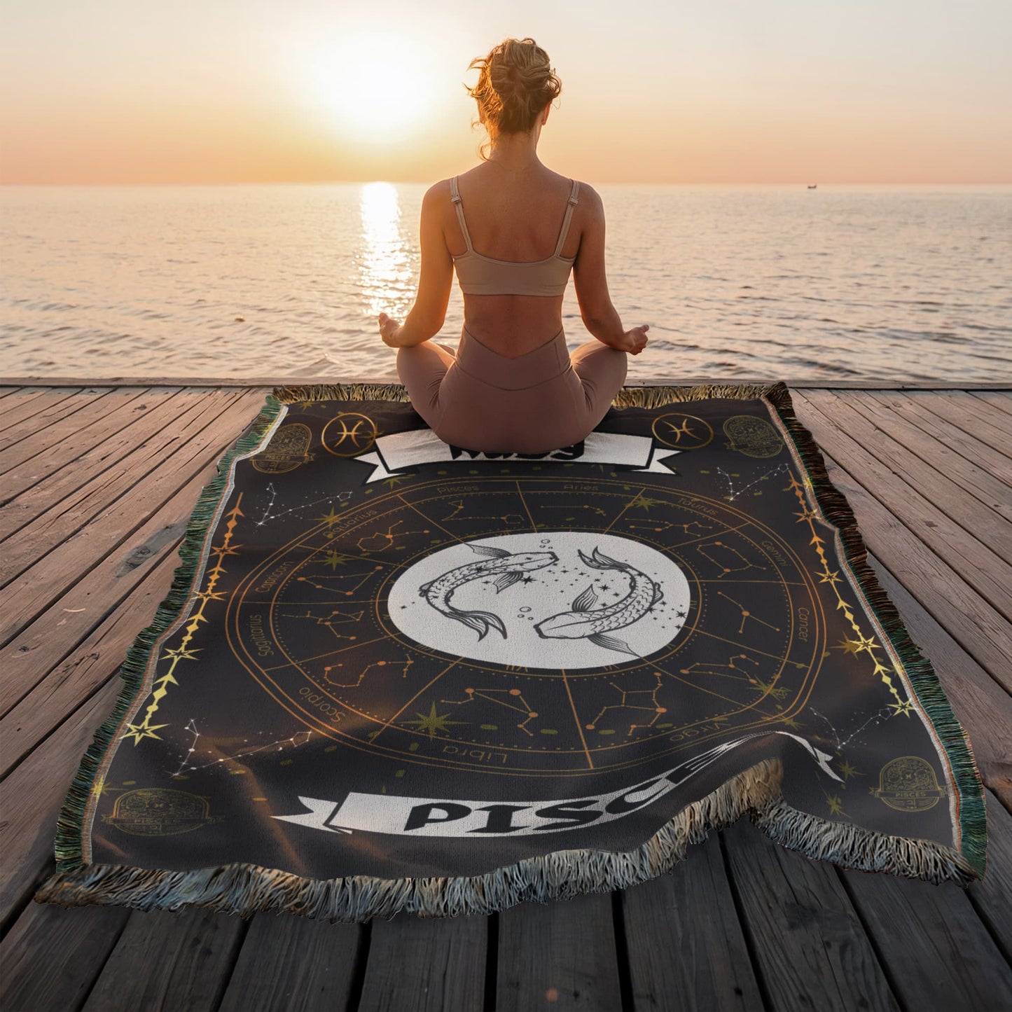 Pisces Zodiac Constellation Woven Blanket