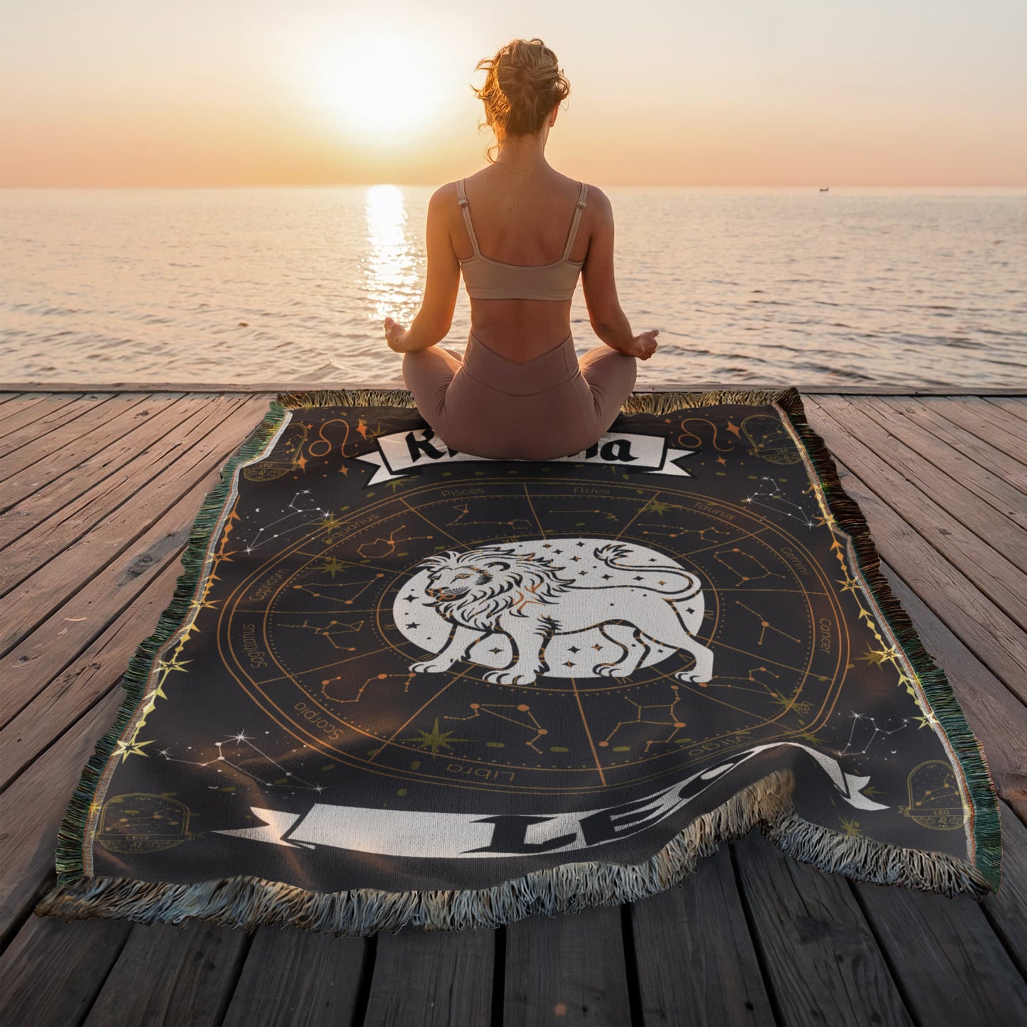 Leo Zodiac Personalized Woven Blanket