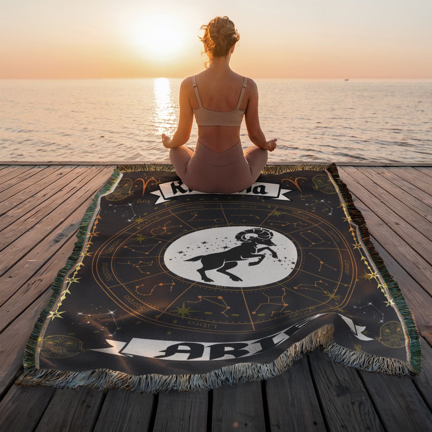 Aries Zodiac Personalized Woven Blanket