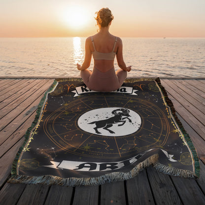 Aries Zodiac Personalized Woven Blanket