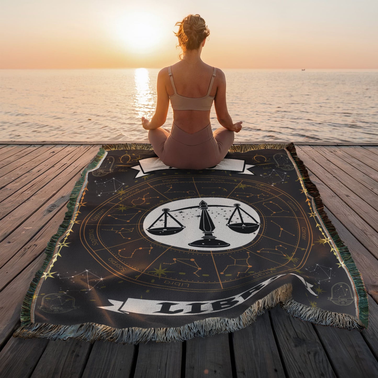 Libra Zodiac Constellation Woven Blanket