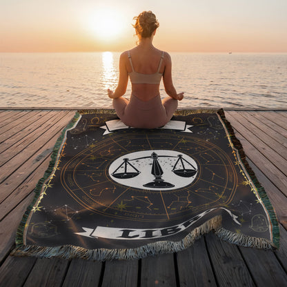 Libra Zodiac Constellation Woven Blanket