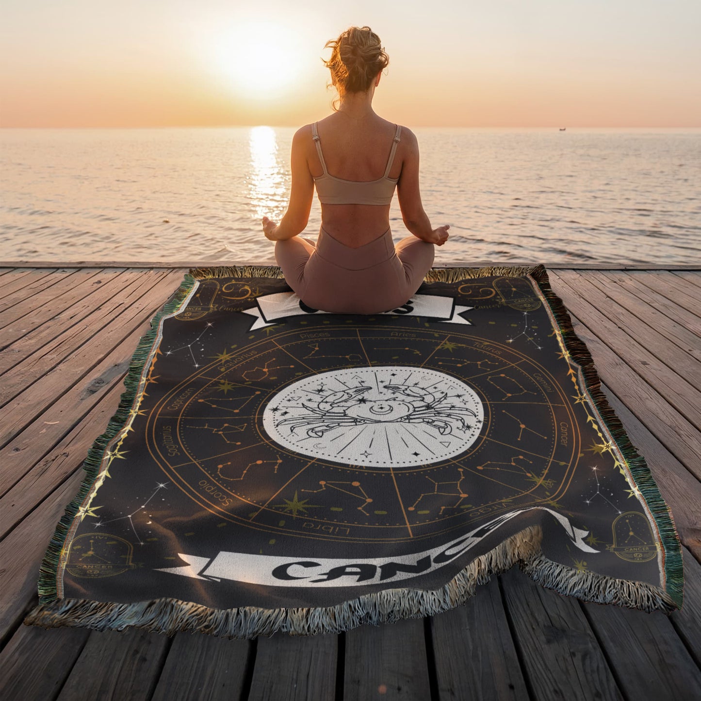 Cancer Zodiac Constellation Woven Blanket