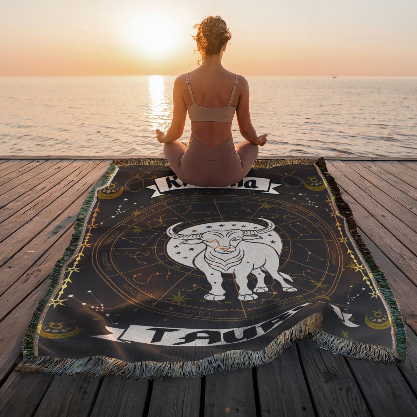 Taurus Zodiac Constellation Woven Blanket