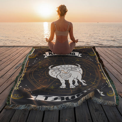 Taurus Zodiac Constellation Woven Blanket